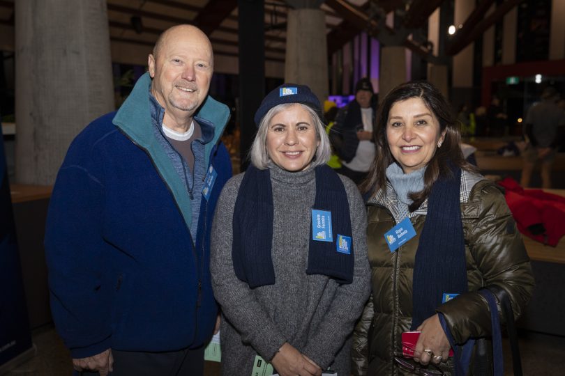 OPC managing director Brett Norton alongside Master Builders ACT President Graciete Ferreira and ACT Pain Centre manager Roya Behnia. Photo: Thomas Lucraft.